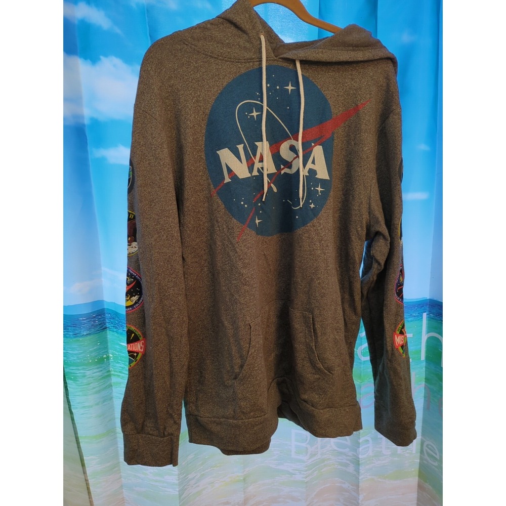 Buzz Aldrin Men's Nasa Hoodie Pull-Over Sweatshirt Graphic Print Gray 2XL B81